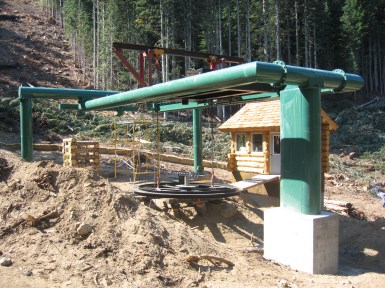 The base terminal was built by helicopter and has no electricity.