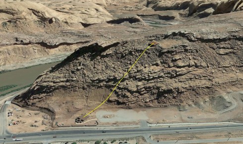 Moab Scenic Tram from Google Earth.