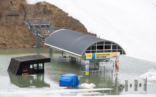 Flooded lift at Avoriaz.  Photo Credit: Avoriaz Facebook page.