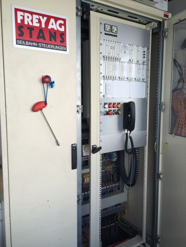 Frey control cabinet located in the top terminal.  There is a larger cabinet in tram control and more in the motor room.