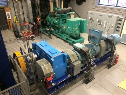 The tram's motor room under the bottom dock houses electric motors, a large generator, braking systems and evacuation drives.