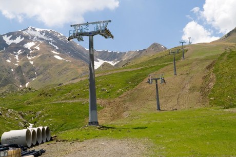 Towers for a detachable quad chair.  Photo credit: Sergio 
