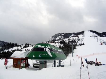Lodge lift at The Yellowstone Club is among the world's longest chairlifts.