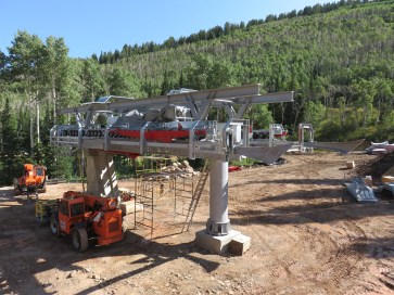 Quicksilver Gondola  under construction on the former Canyons side of Park City.