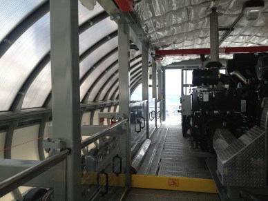 Inside the top terminal with 400 HP drive motor.