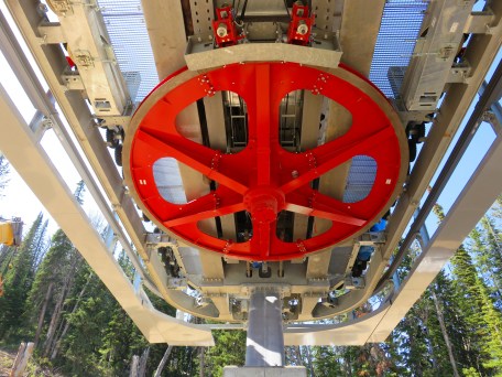 Bullwheel at the drive terminal of Jackson Hole's new Teton detachable quad.