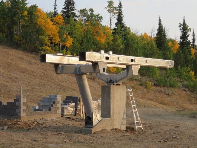 The beginnings of the bottom drive terminal for Pomerelle's new triple chair.